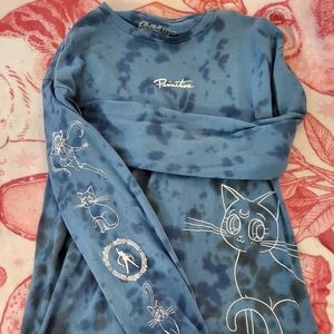 Primitive x sailor moon long sleeve blue tie dye shirt size xl